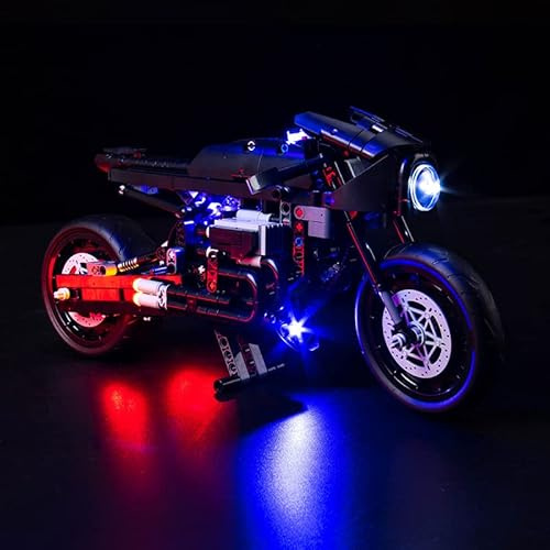 Kit d'éclairage LED BrickBling pour Lego 42155 Technic The Batman – Batterie (pas de modèle Lego), kit d'éclairage décoratif pour jouets de moto, vélos emblématiques de super-héros
