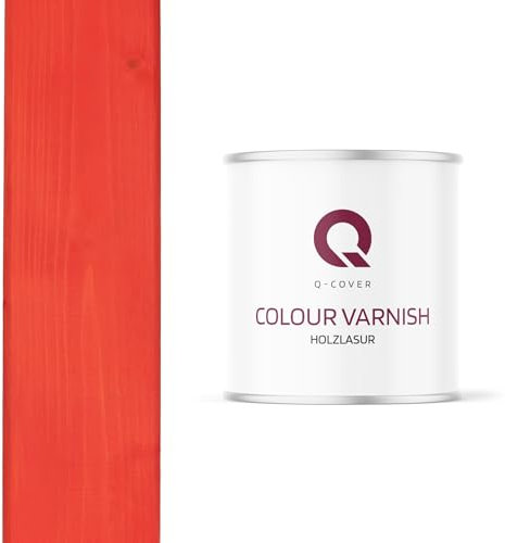 Q-Cover Holzlasur Karotten Orange 2.5L (ca.13m²-1 Anstrich) Satin Holzschutz Holzschutzlasur Lasur Wasserbasierte Innen Außen Lasur Abperleffekt Für Holz