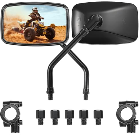 KEMIMOTO ATV Mirrors 8MM 10MM Motorcycle Rearview Mirrors for 7/8 Handlebar Compatible with ATV Polaris Sportsman Dirt Bike Scooter, Black
