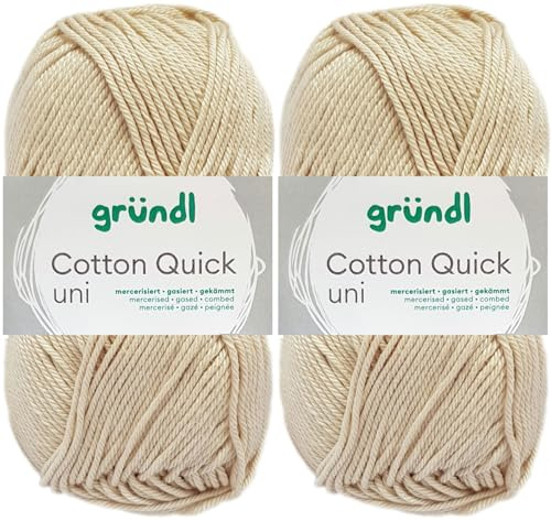 2x50 Gramm Gründl Cotton Quick Häkelgarn aus 100% Baumwolle 102 Sand