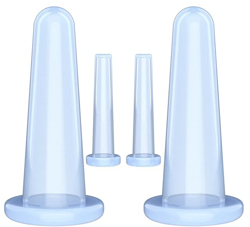 4pz Coppettazione Viso Silicone，GeeRic Coppette per Viso e Occhi Set Coppettazione Semplice Massaggio a Vuoto/Riduzione Doppio Mento/Gonfiore Labbra/Alleviare l'edema Facciale (Azzurro)