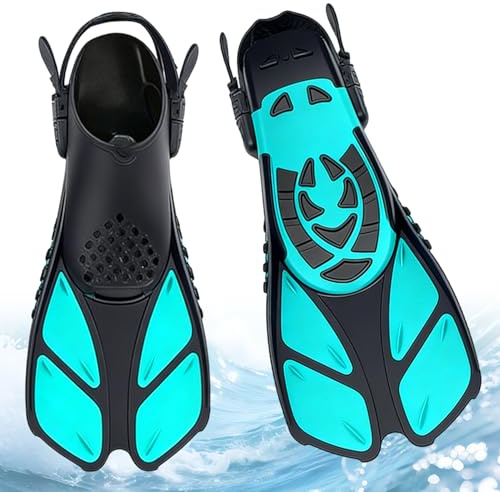 Snorkelfenor för vuxna, unisex, justerbara snorkelfenor med öppen häl, korta fenor vuxna för simning, snorkling och vattenfitness