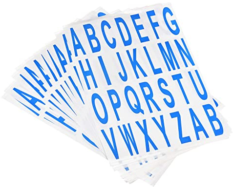 sourcing map 10 stycken bokstavsklistermärken, blått alfabet, klibbiga bokstäver, PVC-vinyl, för brevlådeadress, fönsterdörr