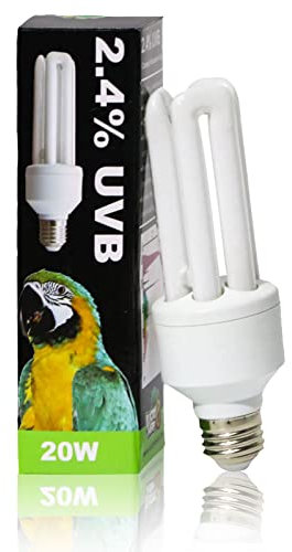 LUCKY HERP 2.4 UVB Vogellampe, 20W UVA UVB Glühbirne für Vögel, Kompakte Leuchtstofflampe für alle Arten von Vögeln