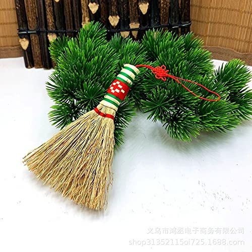 1 mini balai de paille de riz de 12 cm - Balai à main - Balai en bambou naturel fait à la main - Outil de jardinage