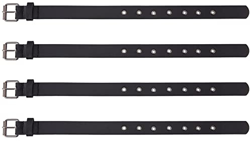 FINGERINSPIRE 4 correas de extensión tradicionales de piel sintética de 22 x 400 mm, correa de piel sintética negra con hebilla de metal cuadrada para mujer