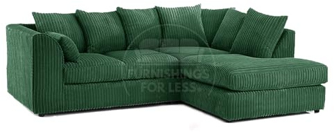 New Luxor Jumbo Cord 3-4 Seater Forest Green L Shaped Corner Sofa (Green, Right Hand Facing Corner)