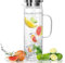 1,5 Litri Brocca Acqua Vetro con Coperchio, Trasparente Caraffa Vetro, Caraffa Acqua e Resistente, Calore Borraccia in Vetro Borosilicato, Brocca Acqua per Acqua Calda e Fredda, Il Tè Freddo, Vino
