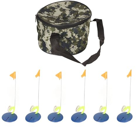 Cryfokt 6 Set Ice Fishing Flag Kit, Winter Rod Indicator with Floating Base Tackle, Portable Ice Fishing Tip Up Flag Kit for Winter Fishing, Ice Fishing Accessories for Fishing Enthusiasts