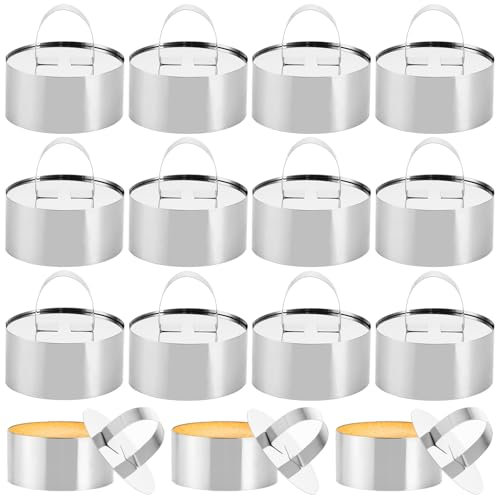 FWEEK Lot de 15 anneaux à dessert et anneaux alimentaires, anneaux à dessert de 8 cm de diamètre, réutilisables, en acier inoxydable, convient pour desserts, pâtisseries, gâteaux, bricolage