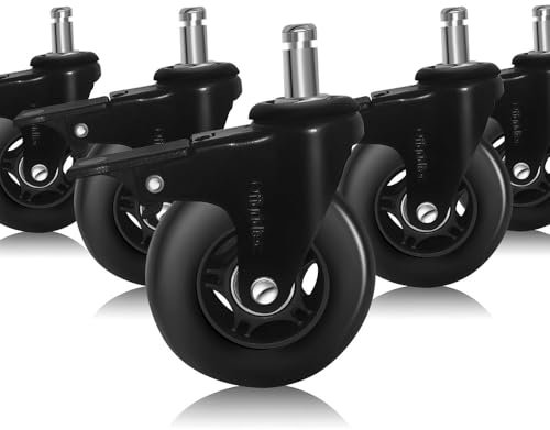 Offgridtec Juego de 5 Ruedas de Oficina con Freno para Moqueta y Parquet, Silla de Alto Rendimiento y Protección