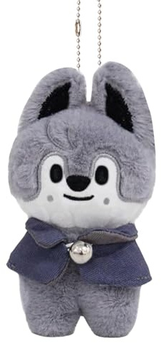 Kunaxku 12 cm Porte-clés en peluche Magnétique série « ATE » SKZoo Porte-clés mignon pour les fans de Stray Kids (Wolf Chan)