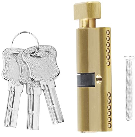 Cilindro de puertas de cobre Cilindro de seguridad anti -robo de servicio pesado con 3 llaves para la entrada de baño de dormitorio cobre sólido 8.5x3x1.5 cm