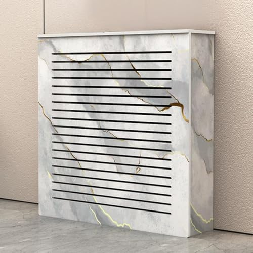 WANGRUIERHA Copritermosifone Bianco con Ventola a Persiana, Copri Termosifone Moderno, PVC ad Alta Densità, Armadio Router, Adatto per Soggiorno, Corridoio, Bagno, Cucina(70x70x20cm/28x28x8in)