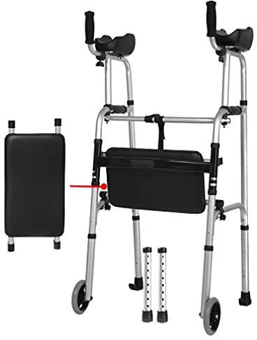 Andador con ruedas for personas discapacitadas asiento plegable ayuda for caminar for mayores altura ajustable aluminio ligero anhelo