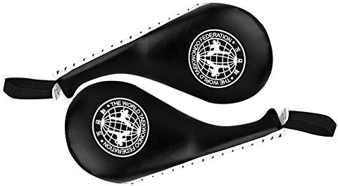 Taekwondo Kick Pads, 1 Pair Ttaekwondo Sparring Gear Double Strike Boxing Pads Kickboxing Pads Taekwondo Sparring Gear Soft PU Sponge Adult (Black)