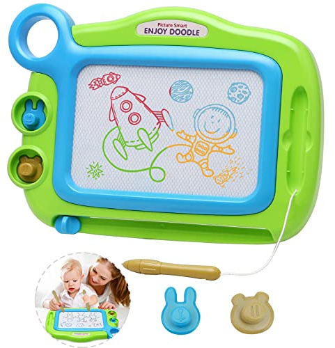 Toddler Toys for Girls Boys Age 3 4 5 Year Old, Magnetic Drawing Board with 1 Pen, Erasable Writing Doodle Board for Kids with 2 Stamps, A Etch Birthay Gift for 3 Year Old Travel Toys Sketch Boards
