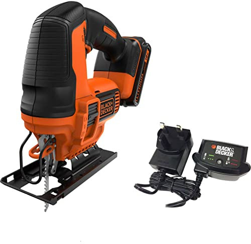 BLACK+DECKER 18V Jigsaw with 1.5Ah Battery, 400mA Charger and 3 Blades in a Carton, BDCJS18C13-GB