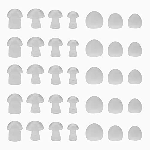 eMagTech 35pcs Mushroom Hearing Aid Domes - Silicone Universal Domes for Hearing Aids Earbud Replacements and BTE Sound Amplifiers