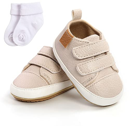 Scarpe da Ginnastica per Bambini da Bambina Scarpe da Bambino Scarpe da Passeggio per Primi Passi in Pelle PU Scarpe da Ginnastica Antiscivolo per Neonati da 6 a 12 Mesi con calzino