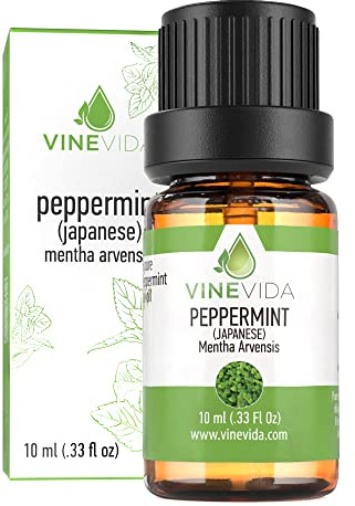 VINEVIDA Peppermint Japanese Essential Oil 10 mL - Undiluted Peppermint Oil 10 mL - Peppermint Candle Oil Scent - DIY Candle Scents for Candlemaking - 10 mL Essential Oil for Soap Making Safe for Skin