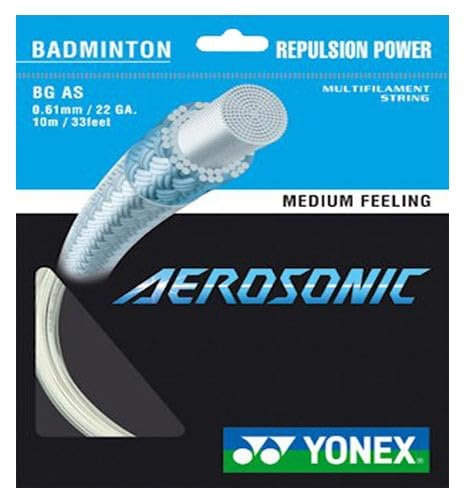 Yonex Aerosonic Badmintonsaite (0,61 mm/22 GA, 10 m) (weiß)