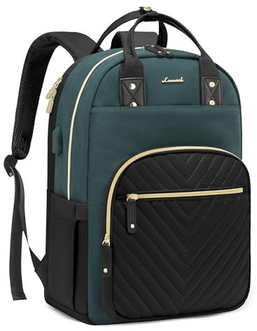 LOVEVOOK Laptop Backpack for Women 15.6 Inch, Waterproof Computer Rucksack Bag, Large Work Backpacks Womens for College Uni School Travel, Casual Daypacks, Beige-Yellow-Brown