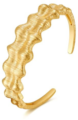 LILIE&WHITE Armreif Damen, Eleganter Goldener Armreif mit Wellenmuster, Stilvolles und Zeitloses Schmuckstück für Alltag und besondere Anlässe