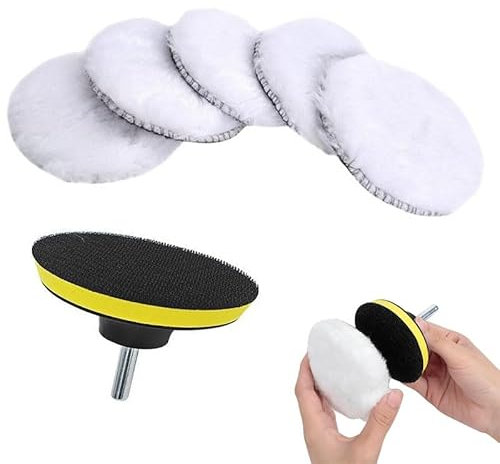 Voarge Kit di lucidatura per autoveicoli da 7 pezzi, tampone di lucidatura da 80 mm con adattatore per punte rotonde, Per Kit Lucidatura E Ceratura Di Auto