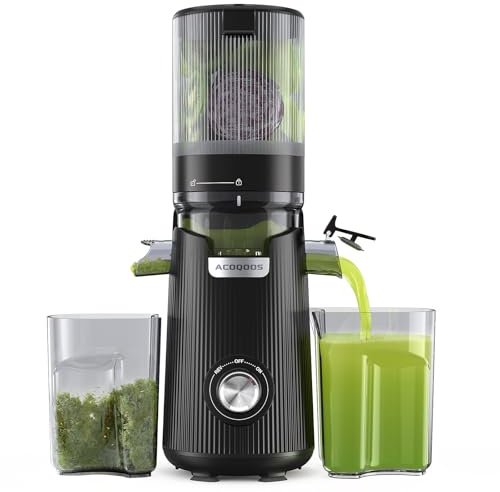 ACOQOOS Juicer Machines, 5.3 Wide Chute for Whole Fruit and Vegetable,1.8L Auto-Feed Time-Saver, Slow Masticating High Yield, Easy to Clean Cold Press Juicer with 2 Cups