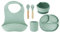 MoMi Kindergeschirr mit Essbesteck AMI, 6-teiliges Set: Lätzchen, Löffel, Gabel, Teller, Schüssel 360 ml, Becher 180 ml, aus Silikon, spülmaschinenfest und mikrowellengeeignet