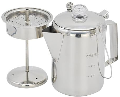 Filvczt Percolateur à café, percolateur pour cuisinière de 9 tasses, percolateur de camping adapté groupes, percolateur à café multi-usages, facile à utiliser, portable pour le camping