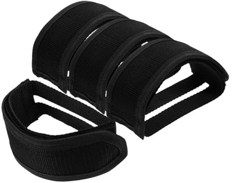 POPETPOP Fahrradpedalriemen 4 Stück Verstellbar Nylon Pedalriemen Ohne Schnalle Schwarz Für Fixie Mountainbike Fußhalteband Fahrrad