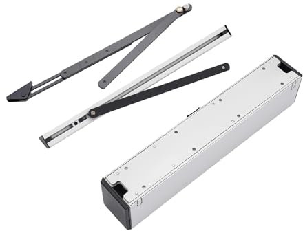 Abrepuertas giratorias eléctricas, con mando a distancia, accionamiento de puerta 150 kg, máx. 110°, apertura de puerta batiente, IP21, accionamiento de puerta batiente