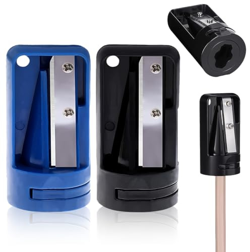 NHQZ 2 Piezas Sacapuntas de Carpintero, Cortador de Lápices para Carpintería, Sacapuntas de LáPiz de Carpintero, Carpenter Pencil Afilador para Carpintería Oficina Escuela