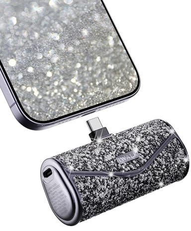 iWALK Upgraded Sparkly Portable Charger 22.5W, 5000mAh Power Bank for iPhone 17/16/15 Series,Mini Battery Pack with Built-in USB-C Connector Compatible with Samsung S25/24 Series,iPad Pro/Air, AirPods