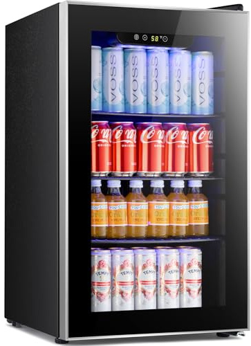 Antarctic Star Beverage Refrigerator Cooler ETL Approved - 95 Can Mini Fridge Glass Door for Soda Beer Wine, 32-61℉, Quiet Compressor, Removable Shelves for Home, Office or Bar, 2.3 cu.ft