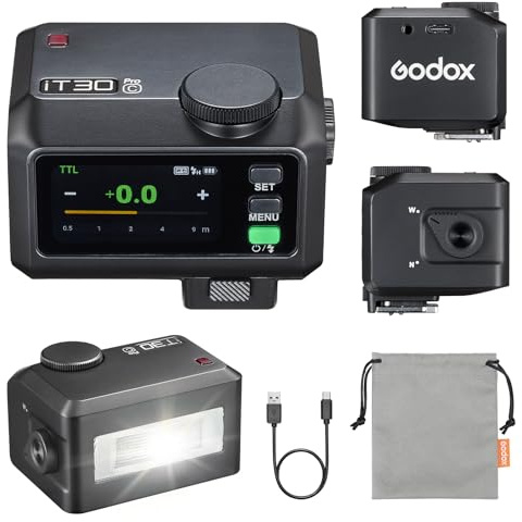 GODOX iT30Pro-C Flash Kamerablitz, TTL Auto-Exposure 2.4GHz System 1/8000s High-Speed Sync Kleinblitz mit Vollfarb-Touchscreen Kompatibel mit Canon-Kameras