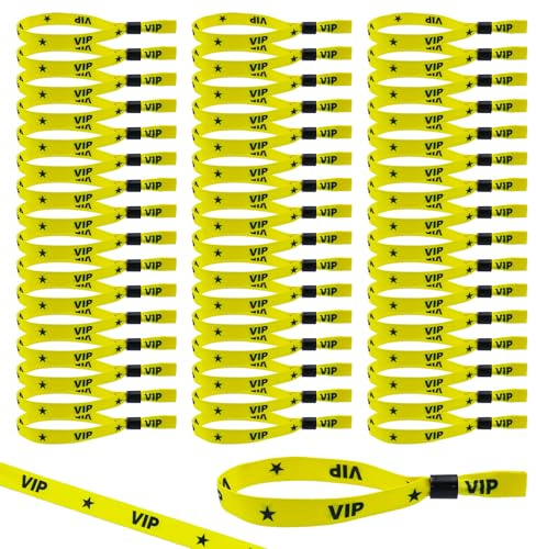 50 Pezzi Braccialetti Eventi VIP Monouso Braccialetti Impermeabili Cinturini Polso VIP D'Ingresso Bracciali di Identificazione con Fibbia per Festival Feste Eventi Concert Club,Oro