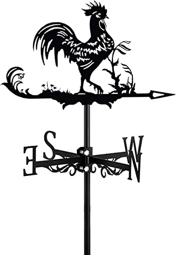 Paleta de metal con forma de animal para decoración de techo al aire libre, patio, jardín, decoración de granja con adorno de gallo de gallo, veletas, gallo, talla única