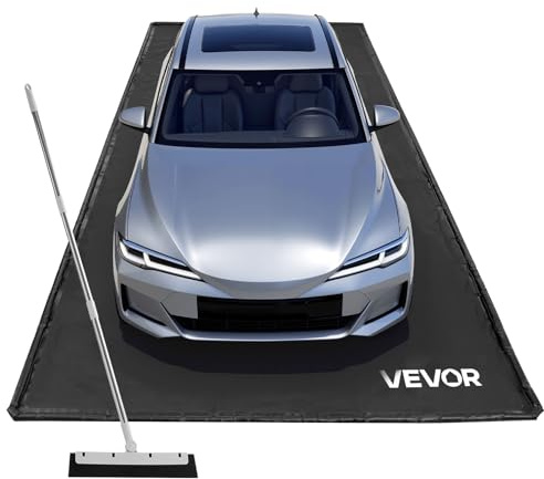 VEVOR Auffangmatte PVC-Garagenbodenmatte rutschfest (2,4 x 5,5 x 0,03 m) mit Abziehbesen, strapazierfähiger & wasserdichter Auffangschutz Bodenschutz vor Schnee Regen Schlamm, Garagenmatte Schwarz