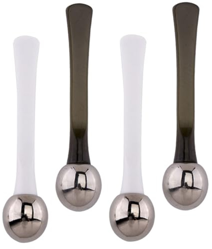 Angoily Massaggiatore a Cucchiaio per Crema Contorno Occhi in Lega di Zinco Set da 4 Pezzi Design Curvilineo Ergonomico Strumento Compatto per Massaggio Viso e Riduzione Rughe Adatto