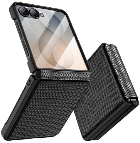 Doeshine för Samsung Galaxy Z Flip 8 fodral med gångjärnsskydd, svart | Skärmskydd, halkfri textur, hård PC militär stötsäkert skyddsfodral reptåligt robust skydd