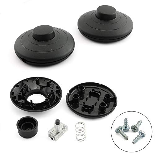 RuiLing 2-Pack 317 Black Inline Foot Pedal Push Button Switch, Round Lamp Lighting Foot Control ON/Off