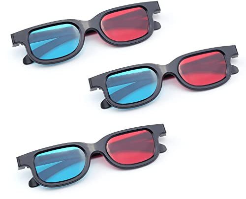 Othmro 2 gafas de anaglifo 3D rojo y azul cian, gafas de visión 3D de anaglifo dimensional para TV, juegos, DVD, video virtual 3D