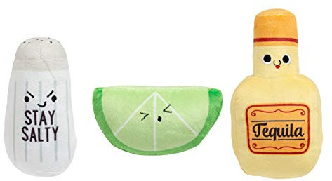 Pearhead Tequila Pet Toys, Plush Dog Squeaker Toys, Holiday Christmas Pet Toys, Dog Owner and Cat Owner Pet Toy Sets, Must Have Pet Accessories for Pet Owners