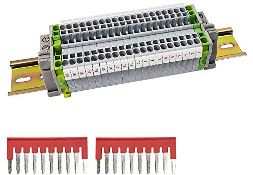 20 pcs UK/2.5B DIN Rail Connection Block Kit for Pluggable Quick Wiring, SRJQXH DIN Rail Terminal Block with 20cm DIN Rail and Grounding Clips, Alligator Clips Do Not Come Loose
