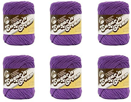 Lily Sugar'N Cream Black Currant Yarn - 6 Pack of 71g/2.5oz - Cotton - 4 Medium (Worsted) - 120 Yards - Knitting/Crochet