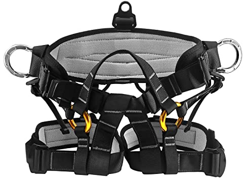 NewDoar Arnés de escalada de grosor ajustable, certificación CE, arnés de medio cuerpo más ancho para rapel de roca, rescate de incendios, equipo de escalada de árboles (escalada de árboles)