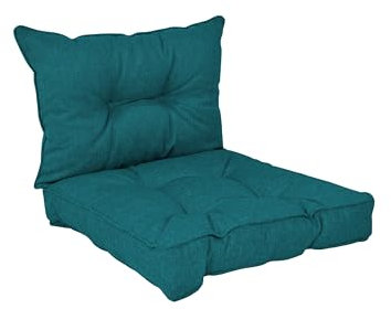 POKAR Loungekissen Stuhlkissen für Stuhl Rattanmöbel Gartenmöbel Kissen, 2er Set (1x Sitzkissen 50x50x10 cm + 1x Rückenlehne 50x40x10 cm), Dunkelgrün